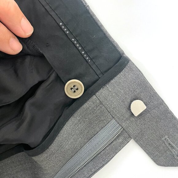 BOSS Hugo Boss Gray Single Pleated Wool Men's Dress Pants (36R) - Picture 6 of 6
